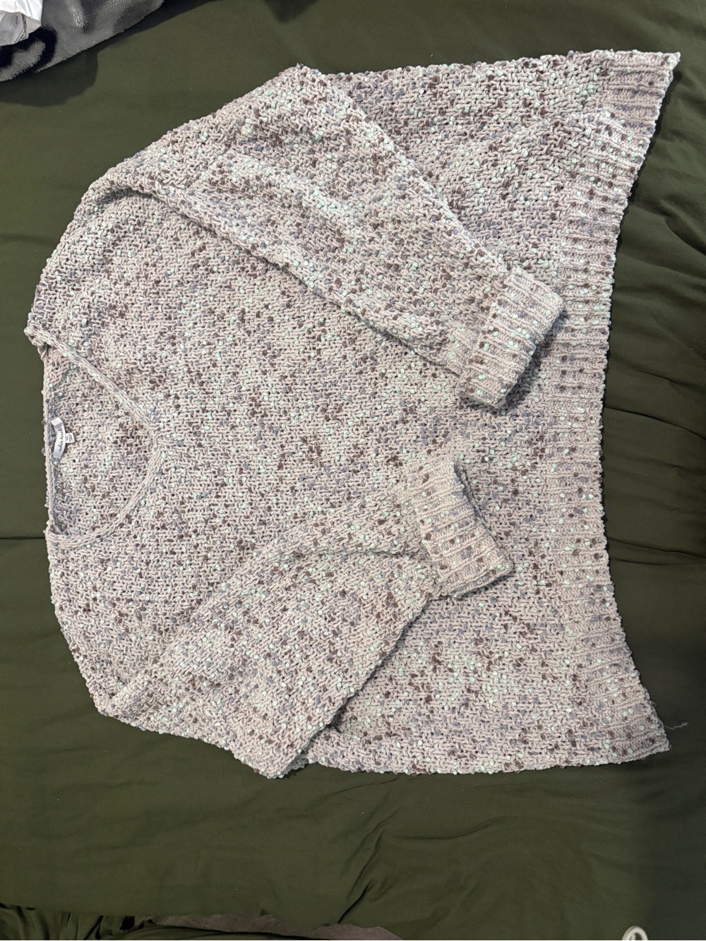 white birch Speckled Scoop Neck Sweater in Light Gray